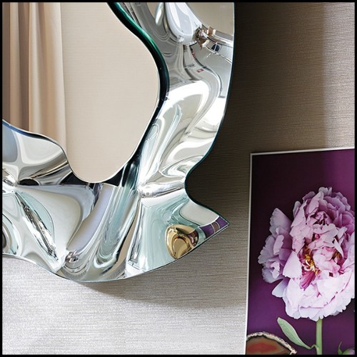 Miroir en verre miroir fondu à haute température avec cadre en métal peint vernis et dos argenté 146-Kinky Square