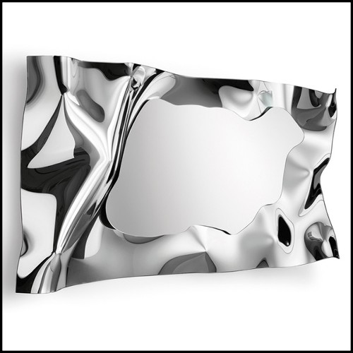 Mirror in high temperature fused mirror glass with painted polished metal frame and silvered back 146-Kinky Rectangular