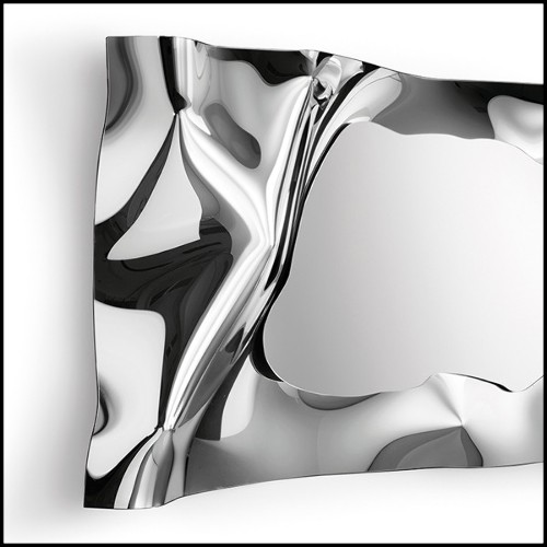 Mirror in high temperature fused mirror glass with painted polished metal frame and silvered back 146-Kinky Rectangular