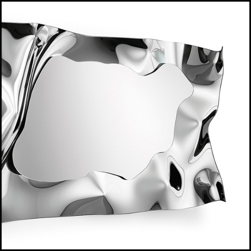 Mirror in high temperature fused mirror glass with painted polished metal frame and silvered back 146-Kinky Rectangular