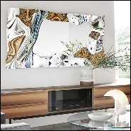 Mirror in high temperature fused mirror glass with painted polished metal frame and silvered back 146-Kinky Rectangular