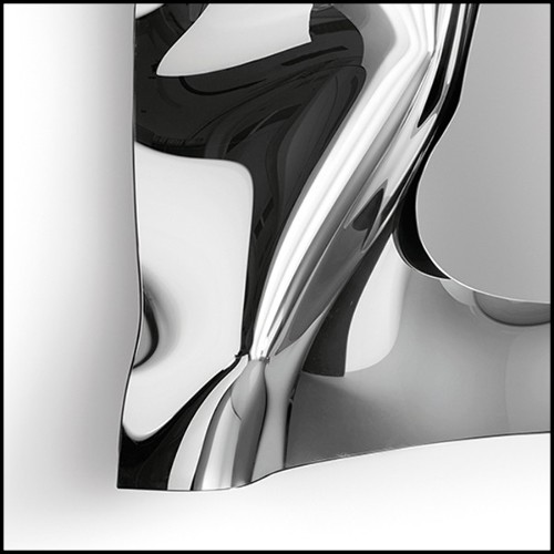 Mirror in high temperature fused mirror glass with painted polished metal frame and silvered back 146-Kinky Rectangular