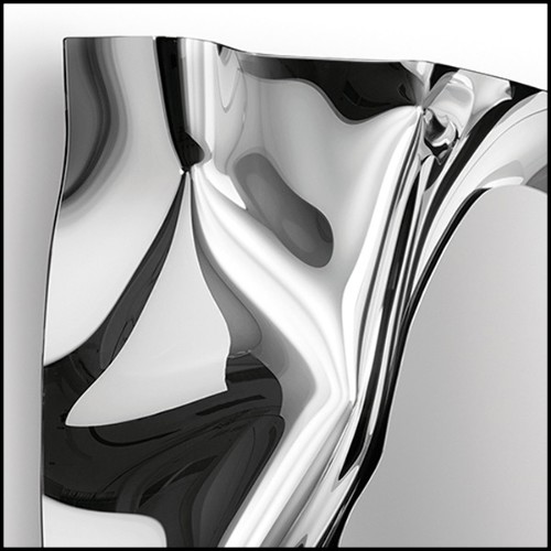 Mirror in high temperature fused mirror glass with painted polished metal frame and silvered back 146-Kinky Rectangular