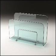 Magazine rack casted in one slab of curved clear glass in 10 mm thickness 146-Air
