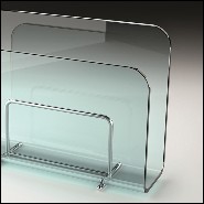 Magazine rack casted in one slab of curved clear glass in 10 mm thickness 146-Air