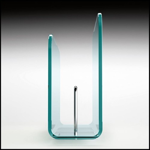 Magazine rack casted in one slab of curved clear glass in 10 mm thickness 146-Air