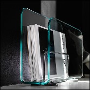 Magazine rack casted in one slab of curved clear glass in 10 mm thickness 146-Air