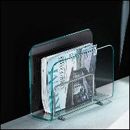 Magazine rack casted in one slab of curved clear glass in 10 mm thickness 146-Air