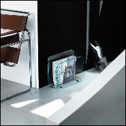 Magazine rack casted in one slab of curved clear glass in 10 mm thickness 146-Air
