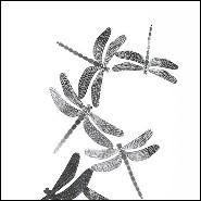 Bowl in crystal glass and with polished stainless steel dragonflies 107-Dragonfly