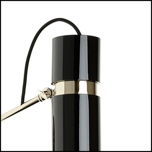 Applique avec structure en laiton poli et abat-jour avec intérieur finition Gold et extérieur finition laqué noir 165-Eroll