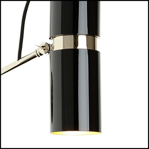 Applique avec structure en laiton poli et abat-jour avec intérieur finition Gold et extérieur finition laqué noir 165-Eroll