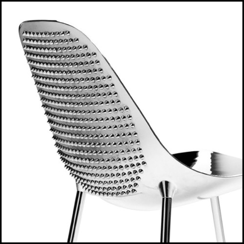 Chaise en aluminium chromé brillant avec ongles pointus chromés à l'arrière 107-Rock'n Roll
