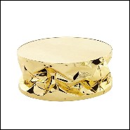 Coffee table with structure in strained polished aluminium in gold or chrome finish 107-Bumpy