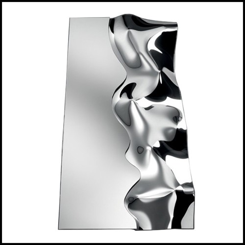 Mirror in high temperature fused mirror glass painted polished metal frame and with silvered back 146-Slinking Half