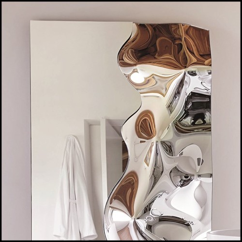 Miroir en verre miroir fusionné à haute température avec cadre en métal peint poli et dos argenté 146-Slinking Half