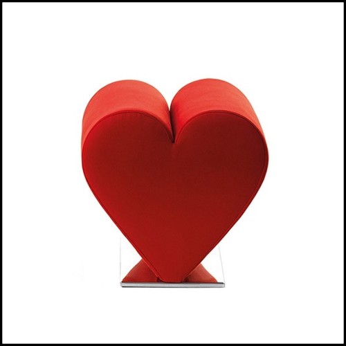 Tabouret en mousse de polyuréthane recouvert de tissu rouge ou noir 100% coton 107-Heart Red