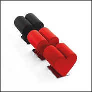 Tabouret en mousse de polyuréthane recouvert de tissu rouge ou noir 100% coton 107-Heart Red