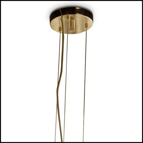 Suspension avec pendentifs en verre de cristal et 2 rangées circulaires de baguettes en laiton plaqué Gold 164-Ambassadeur M