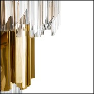 Suspension with crystal glass pendants and 2 circular rows of gold-plated polished brass rectangular sticks 164-Ambassador M