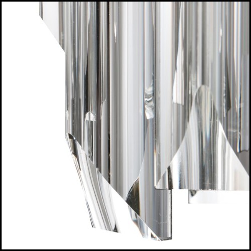 Suspension with crystal glass pendants and 2 circular rows of gold-plated polished brass rectangular sticks 164-Ambassador M