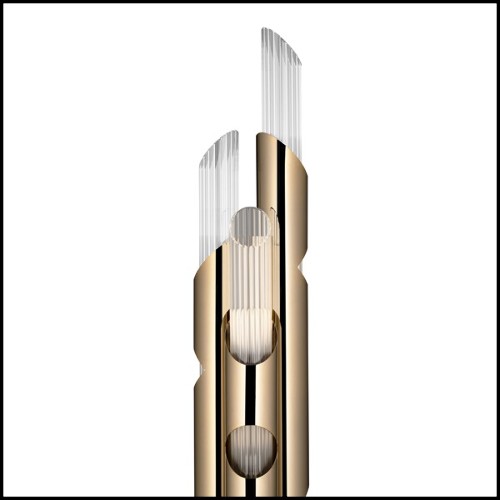 Lampadaire avec structure en laiton massif plaqué Gold et avec tubes en verre cristal 164-Arizona
