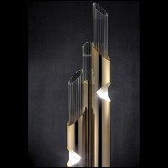 Lampadaire avec structure en laiton massif plaqué Gold et avec tubes en verre cristal 164-Arizona