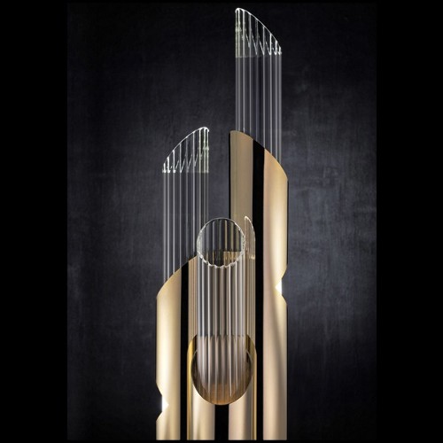 Lampadaire avec structure en laiton massif plaqué Gold et avec tubes en verre cristal 164-Arizona