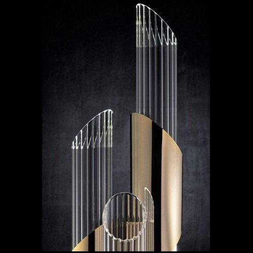 Lampadaire avec structure en laiton massif plaqué Gold et avec tubes en verre cristal 164-Arizona