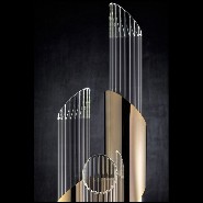 Lampadaire avec structure en laiton massif plaqué Gold et avec tubes en verre cristal 164-Arizona