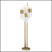 Floor lamp with crystal glass tubes and gold-plated polished brass structure 164-Fall