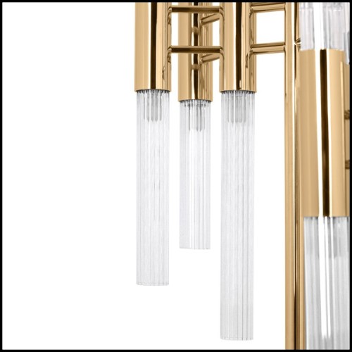 Floor lamp with crystal glass tubes and gold-plated polished brass structure 164-Fall