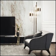 Floor lamp with crystal glass tubes and gold-plated polished brass structure 164-Fall