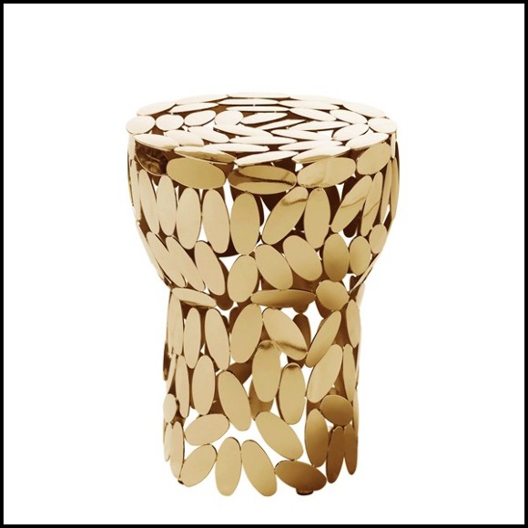 Table d'appoint en acier plaqué Gold 24 carats ou finition nickel 107-Multi Leaves