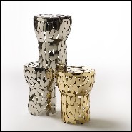 Side table made in steel in gold plated finish in 24-karat or in nickel finish 107-Multi Leaves