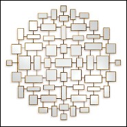 Mirror with squares and rectangular mirror glass with solid wood frames in antique gold finish 119-Multi Squares