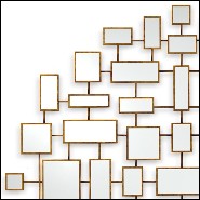 Miroir avec montures rectangulaires et carreaux en bois massif finition Gold antique 119-Multi Squares