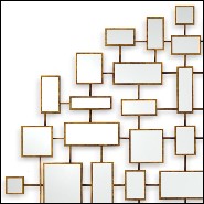 Mirror with squares and rectangular mirror glass with solid wood frames in antique gold finish 119-Multi Squares