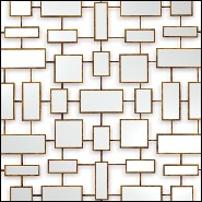 Mirror with squares and rectangular mirror glass with solid wood frames in antique gold finish 119-Multi Squares