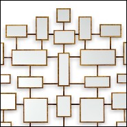Mirror with squares and rectangular mirror glass with solid wood frames in antique gold finish 119-Multi Squares