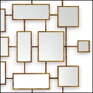 Mirror with squares and rectangular mirror glass with solid wood frames in antique gold finish 119-Multi Squares