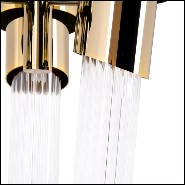 Medium pendant with ribbed crystal glass cylinders gathered and gold plated polished brass structure 164-Vitta Medium