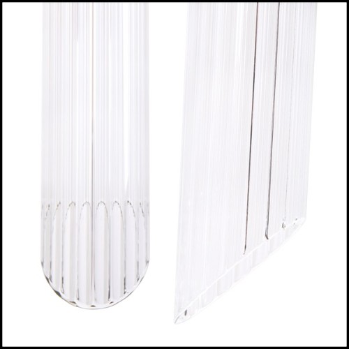 Suspension avec cylindres en verre cristal nervuré maintenus par une structure en laiton poli plaqué Gold 164-Vitta Medium