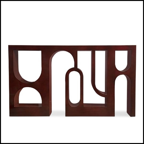 Console table with wooden hand carved structure with red dark lacquered 155-Divani