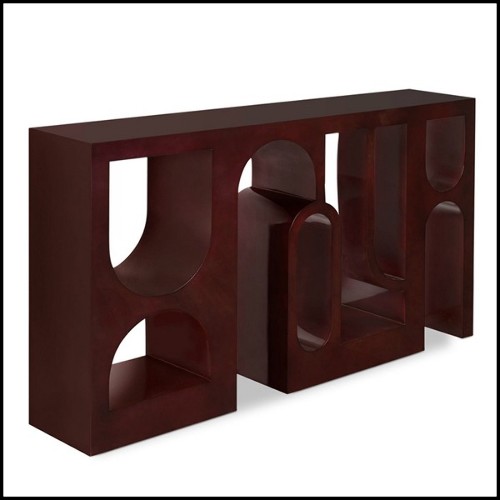 Console table with wooden hand carved structure with red dark lacquered 155-Divani