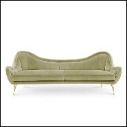 Sofa with wooden structure covered with cotton velvet in mandel green finish 155-Eldorado