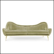 Canapé avec structure en bois recouvert en velours de coton finition vert mandel 155-Eldorado