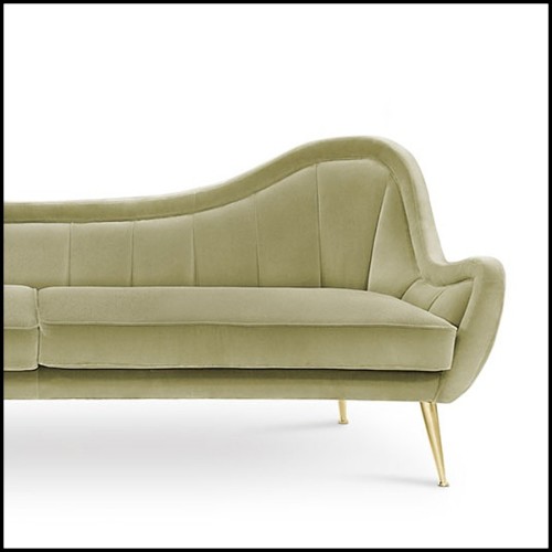 Canapé avec structure en bois recouvert en velours de coton finition vert mandel 155-Eldorado