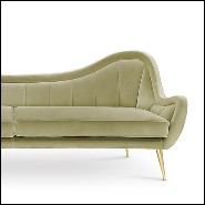 Canapé avec structure en bois recouvert en velours de coton finition vert mandel 155-Eldorado