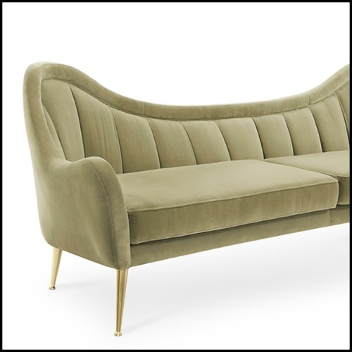 Canapé avec structure en bois recouvert en velours de coton finition vert mandel 155-Eldorado